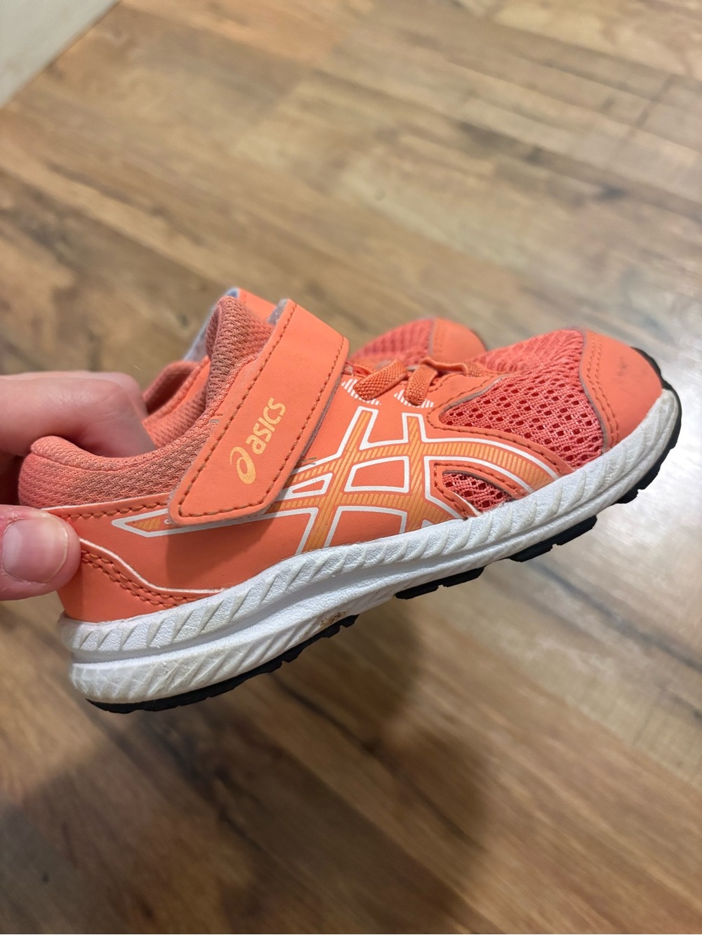 ASICS Toddler Coral Orange Athletic Shoes - Lightweight Velcro Sneakers